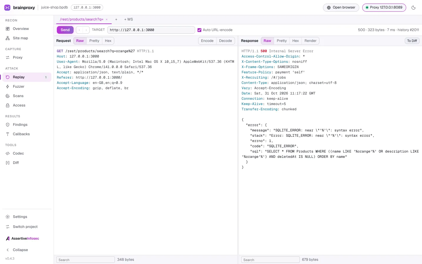 brainproxy Replay: editing and resending a recorded request